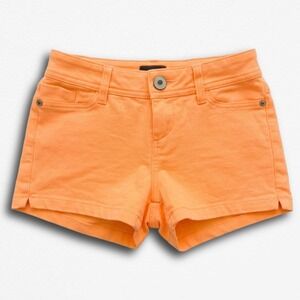 Neon Orange Denim Mini Shorts Five Pocket Stretch Summer Hot Pants Womens